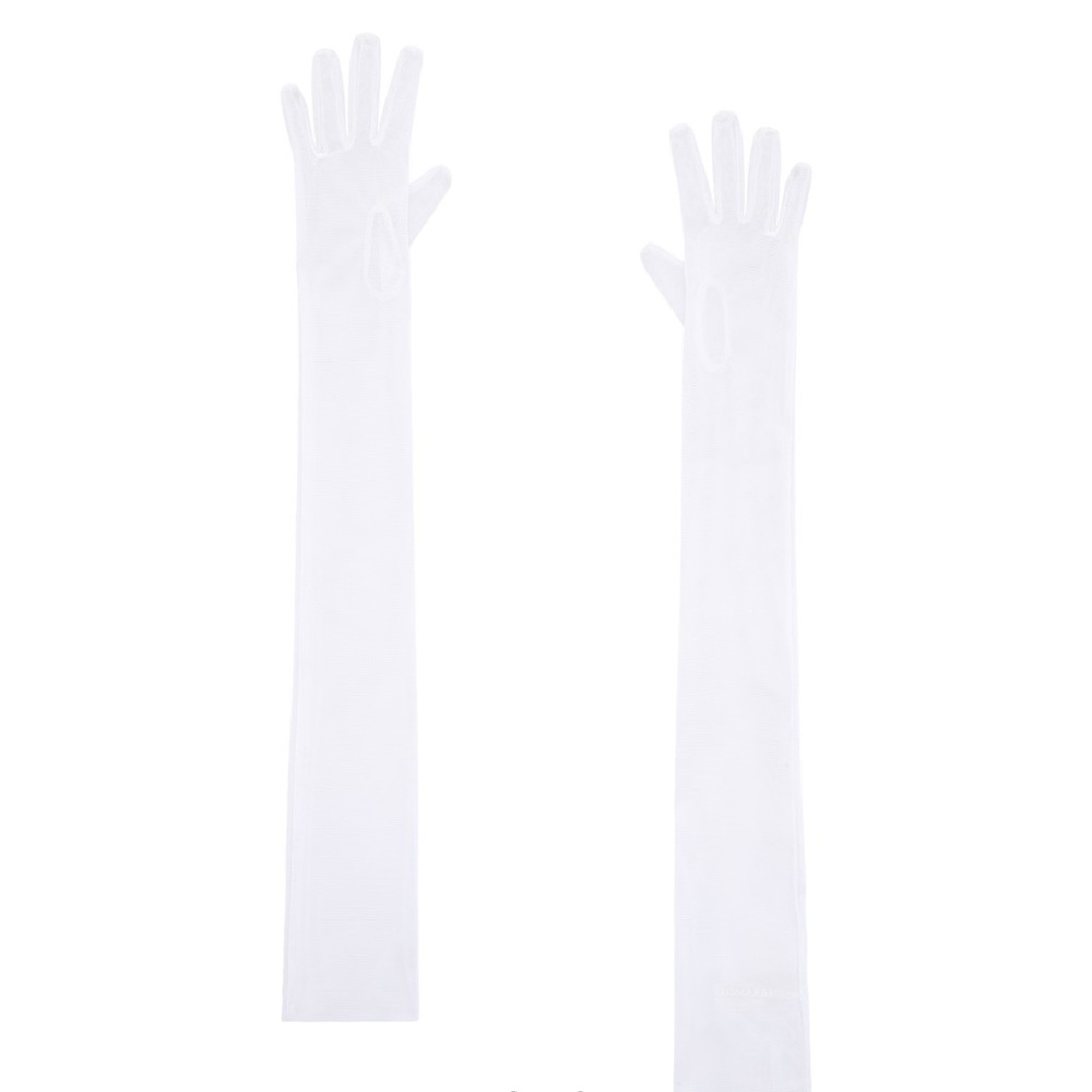 Norma Kamali White Long Gloves Mesh NWOT